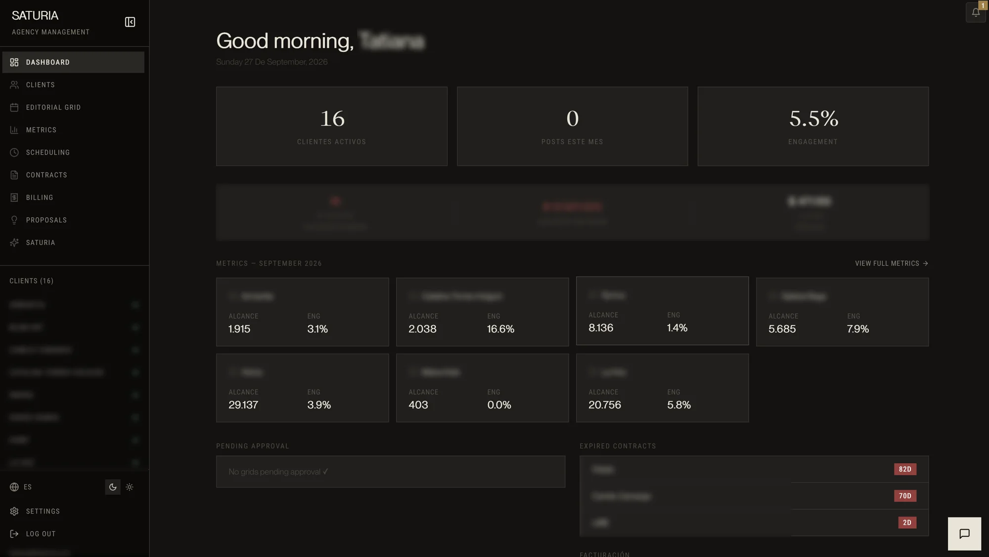 Saturia Hub · dashboard